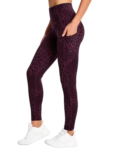 Image of THE GYM PEOPLE Thick High Waist Yoga Pants with Pockets, Tummy Control Workout Running Yoga Leggings for Women