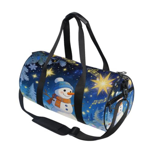 Bolsa de deporte redonda con muñeco de nieve para escapadas de viaje y entrenamientos de gimnasio