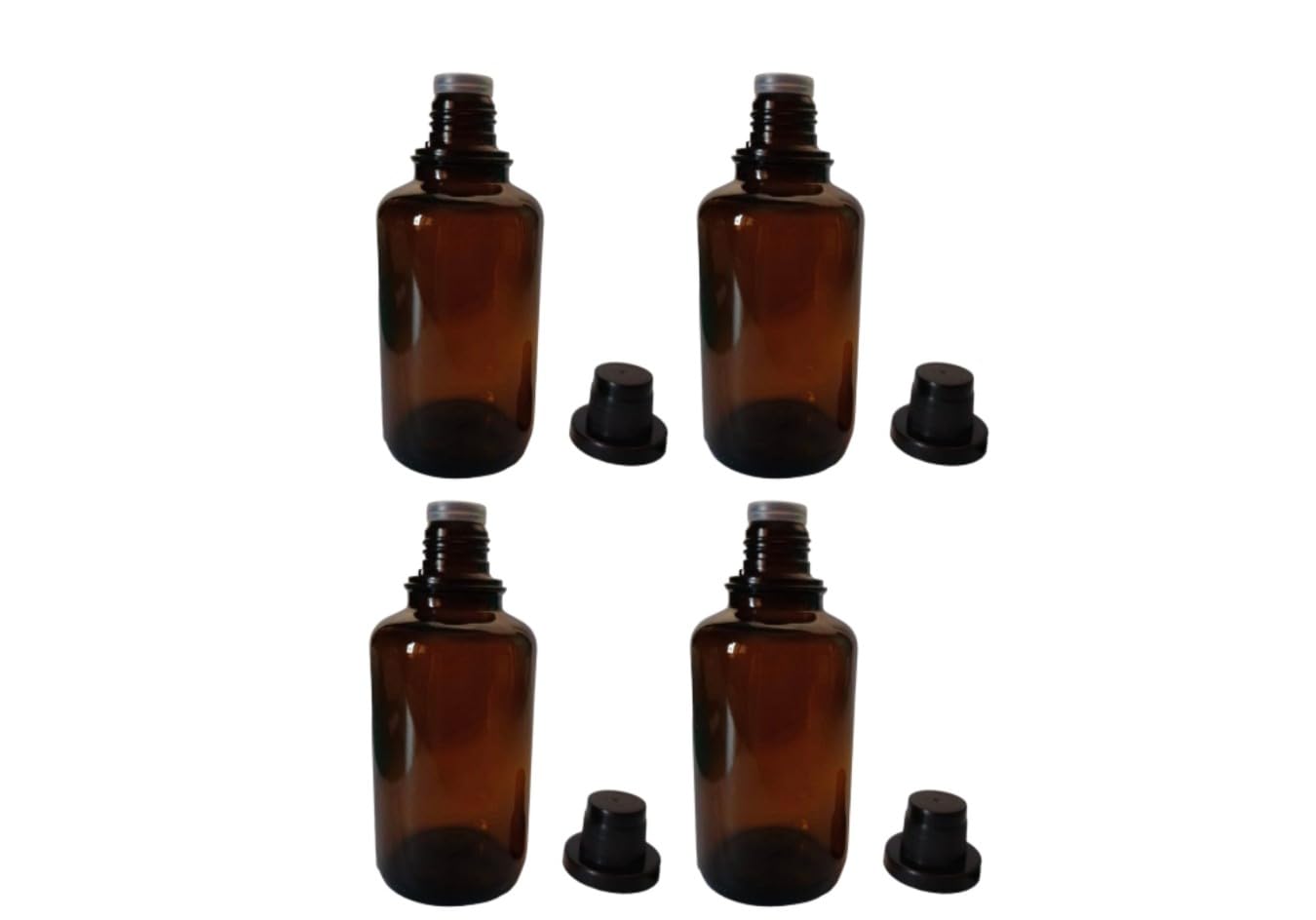SAS Laboratory Amber Glass Bottle 500 ml with Black Screw Cap | Ideal for Medicines, Chemicals, Reagents Etc | Leak-Proof Refillable (Pack of 4)
