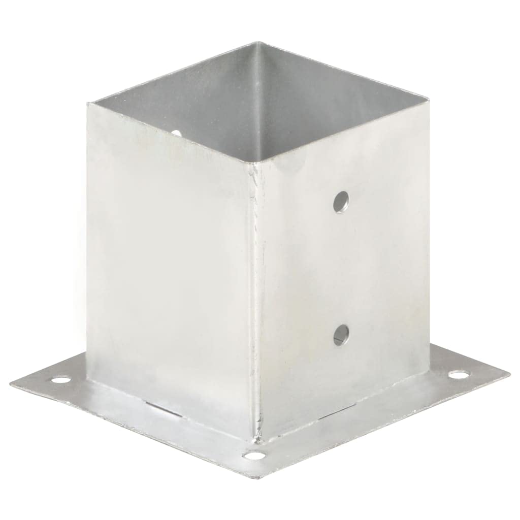 Anclajes para postes, 4 unidades, metal galvanizado, 121 mm | Para tubos cuadrados, atornillado al suelo, resistente al óxido, para hormigón y madera