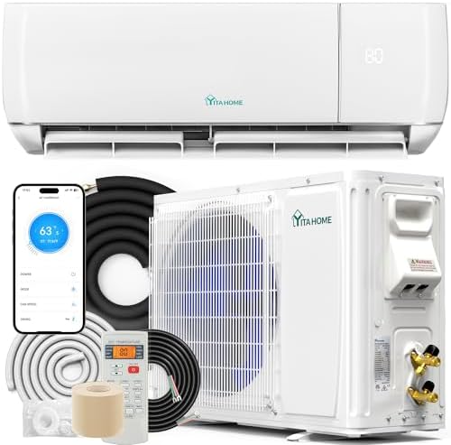 YITAHOME 12000 BTU Mini Split AC/Heating System, Ductless Mini Split Air Conditioner Heat Pump,115V 20 SEER2 Energy Efficient Inverter AC Unit,Wifi Enabled Compatible with Alexa for Apartment, Garage