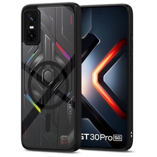 Image of Amazon Basics TPU+PC Back Cover for Infinix GT 30 Pro 5G Compatible with Mag-Safe | Shockproof Design | Hard Transparent Back Case (Black Mag-Safe)