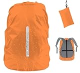 GUKOY Waterproof Backpack Rain Cover with Reflective Strap (8-70L), 2 Adjustable Anti Slip Cross Buckle Strap, Rainproof Snowproof, Orange S (for 18-25L Backpack)
