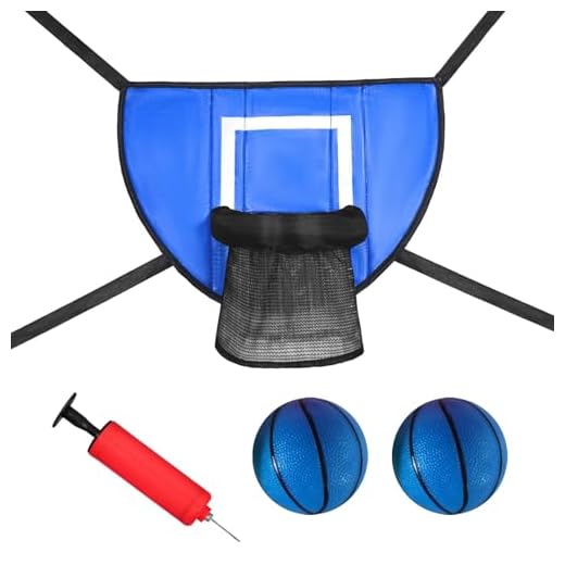 Ronyme Mini Trampoline Panier de Basket-Ball Accessoires de Trampoline Jouets de Sport imperméables Jeu de But Support de Basket-Ball Panneau arrière léger, 2 Balles et 1 Pompe