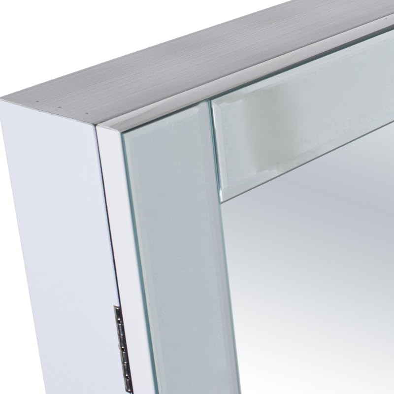 DRW Specchio portagioie da terra con porta a specchio in nero 40,5 x 38 x 161 cm, interno 26 x 110 cm
