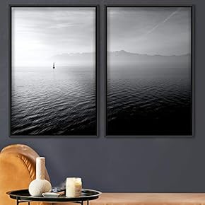 signwin 2 Piece Framed Canvas Wall Art Black...