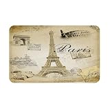 Careyoungs Eiffel Tower Bath Rug Paris Tower Bath Mat Romantic Decor Bathroom Mat 29.5L x 17.7W Inches (75Lx45Wcm) Brown