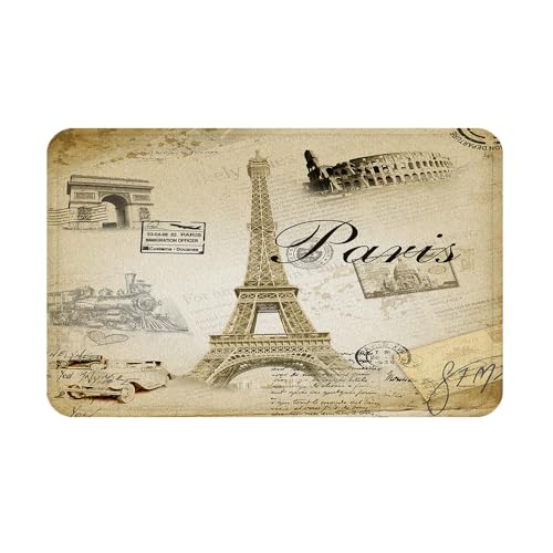 Eiffel Tower Bath Rug Paris Tower Bathroom Mat 29.5L x 17.7W Inches Brown