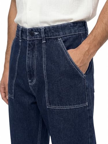 Image of Urbano Fashion Men's Loose Baggy Fit Washed Denim Jeans Non-Stretchable