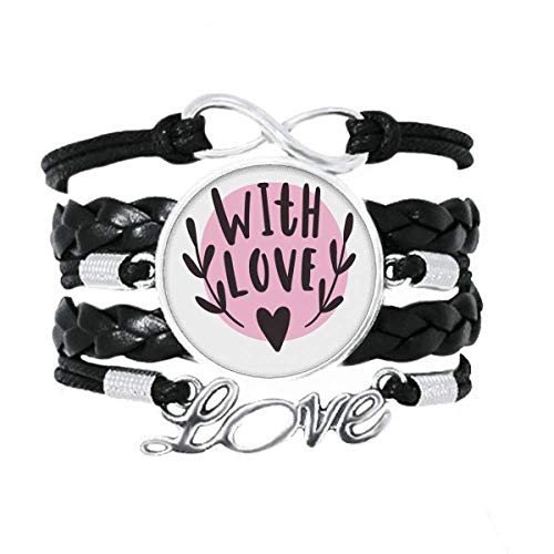 Bracelet amour bijoux cuir avec ton coeur rose par DIYthinker