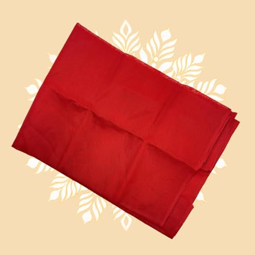 Image of Red Pooja Cloth | 1.25 Meter | Pure Cotton | Puja Vastra for Asan and Temple | Perfect for Daily Pooja