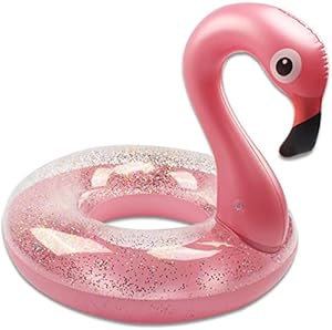 Aro salvavidas con lentejuelas de flamenco, Boya salvavidas, Flotador hinchable con forma de flamenco, color rosa brillante, colchón de aire para piscina, anillo hinchable, para adultos y niños