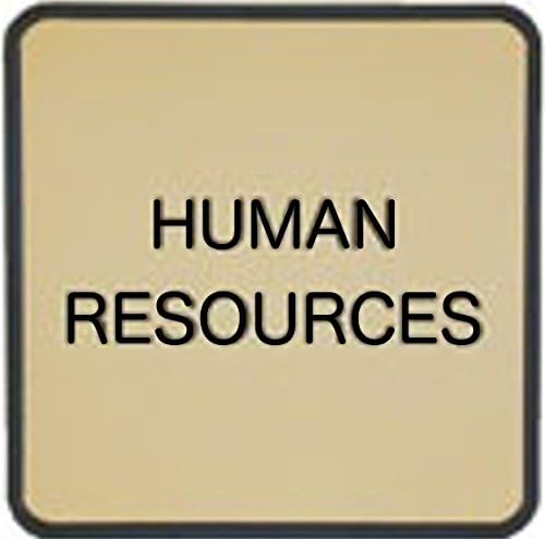 // Wall Or Door Sign // Work Place Office, Room, And Area Name Identification Signs // HUMAN RESOURCES // 6" x 6" // Gold With Black Letters Black Wall Holder