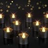 Homemory Black Tea Lights Candles Battery Operated 200Hour Flameless Flickering Fake Electric LED Colored Tealights Candles for Halloween Theme Party Wedding Table Decor Holiday Decor 24 Pack