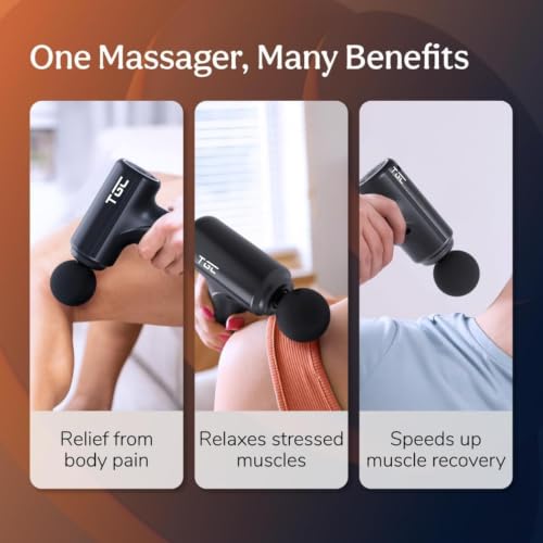 Image of Massage Gun For Pain Relief Deep Tissue - Portable Handheld Body Massager for Muscle Recovery & Pain Relief - 6 Speed Levels, 4 Specialized Heads for Back, Legs & Athletes 1 Month Warranty (Multicolour)