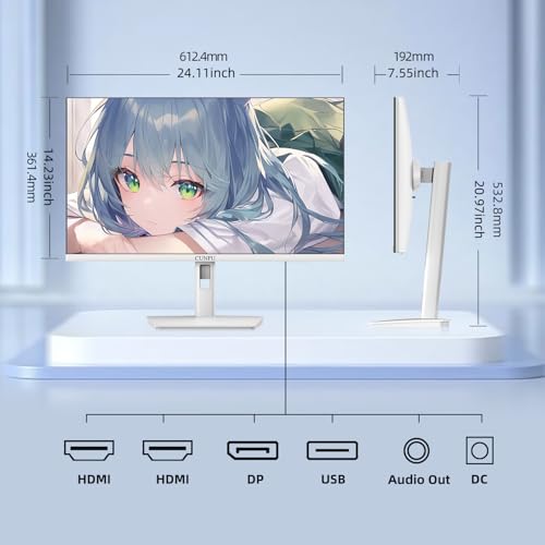 CUNPU 27 Inch White 180Hz Gaming Monitor, QHD 2560x1440 Fast IPS