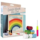 Darice Latch Hook Rug Kit, Rainbow Design DIY Latch Hook Kit for Kids & Adults, Color Canvas, PreCut Yarn & Hook Tool, Craft Activity & Gift for Kids