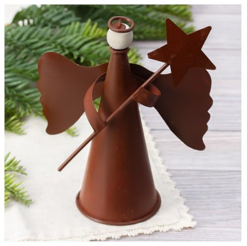 Factory Direct Craft Rustic Tin Christmas Cone Angel - Holiday Angel Made to Look Old and Aged for Farmhouse, Country, Primitive Decorations (6-1/2