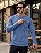 TACVASEN Men's Long Sleeve Shirts Pocket Crew Neck Casual Stylish Breathable Cotton Lightweight Undershirt Grey Blue L