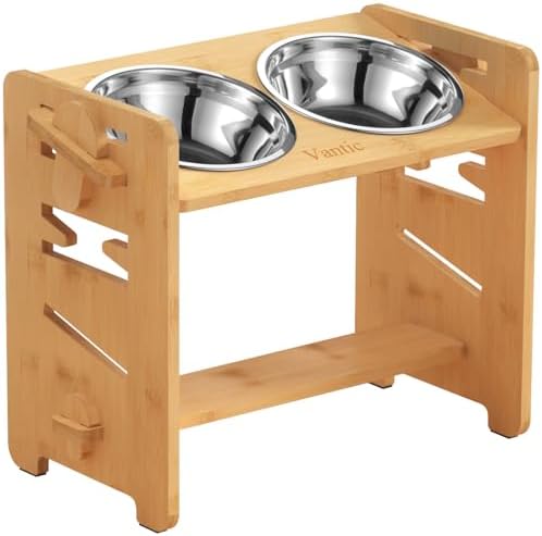 Vantic Comedero Perro Elevado de 7 Alturas Ajustables, Cuenco Aju...