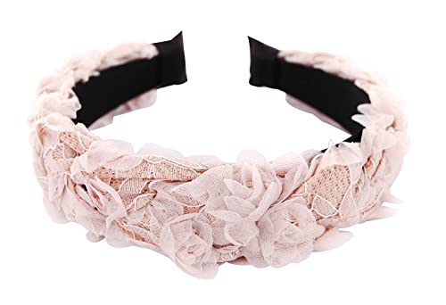 axy Haarreif mit Blumenkranz Look Wunderschön Vintage Look zur Hochzeit Stirnband Haarschmuck Damen Haarreifen HRBLU1 (Altrosa)