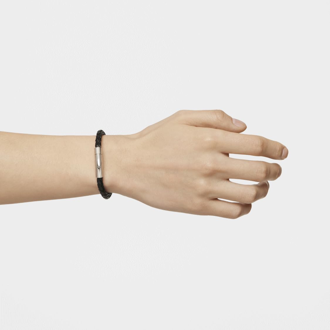 TOUS Pulsera de Cuero Negro para Hombre, Motivo Trenzado con cierre en Acero Inoxidable, Largo 20 cm, Clásico y Atemporal, Colección Tous Man