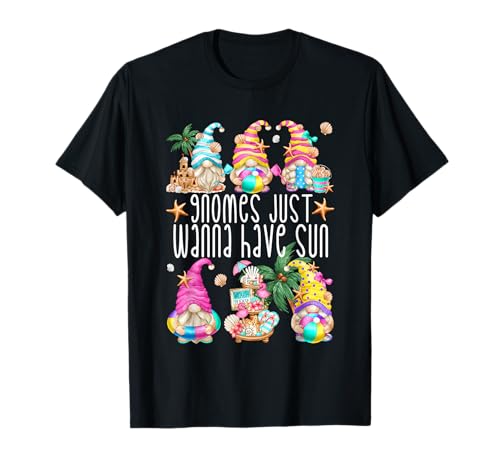Beach Gnomes Just Wanna Have Sun for Girls Funny Summer T-Shirt