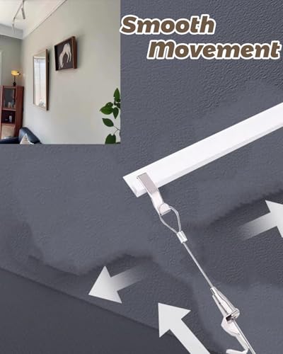 Sistema de rieles para exhibir fotos guía de pared para cuadros con cables de acero de 25cm 3