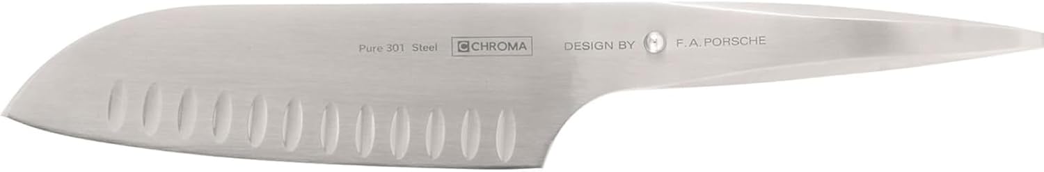 Chroma P21 Santoku Knife Type 301 Designed By F.A. Porsche 7.25" Kitchen Chef Knife Japanese 301 Steel Ergonomic Handle Ultra Sharp Chopping Cutting Slicing Premium Gift Box Hostess Cooking Gifts