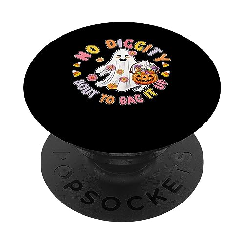 Diggity Bout To It Up Spooky No Bag Halloween Creepy PopSockets Swappable PopGrip, Black