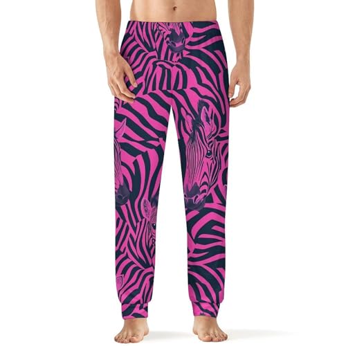 Zebras Pattern Stitching Men's Pajama Bottoms Sleep Lounge Soft Comfy Pants Sleepwear