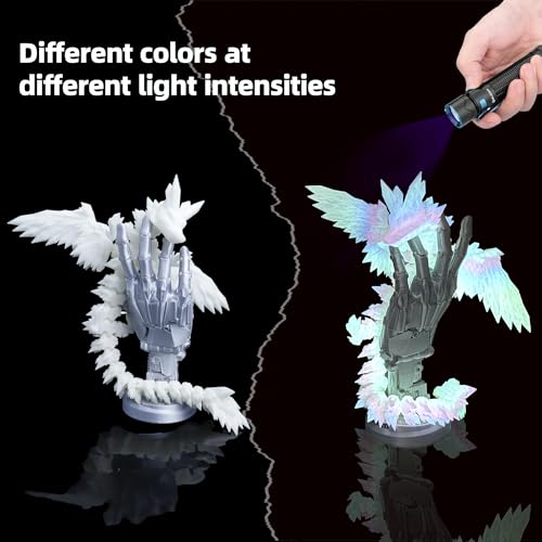 Image of 3D Printed Dragon with Wings - Glow Rainbow, 18 inch Flying Dragon, XL Articulated Winged Crystal Fidget Toy, Home Decor, Birthday Gift, Desk Pet