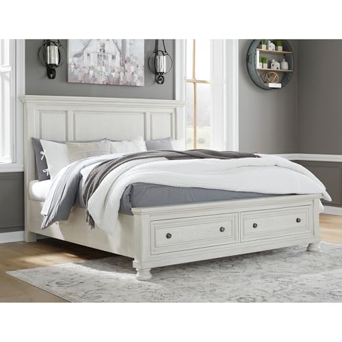 Image of Signature Design by Ashley King Panel Storage Bed, Antique White