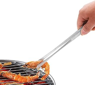 Shoze Barbecue Tweezers 12-Inch Stainless Steel Food Tongs Extra Long Cooking Tweezers BBQ Kitchen Clip Silver