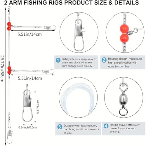 6-Pack de Líderes de Pesca con Mosquetones y Perlas, 90 lb miniatura 5