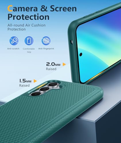 Image of FNTCASE for Samsung Galaxy A35-5G Case: Dual Layer Protective Heavy Duty Cell Phone Cover Shockproof Rugged with Non Slip Textured Back - Military Protection Bumper Tough - 2024, 6.6 inch Green