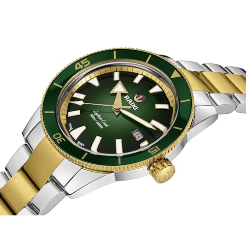 Rado Captain Cook Automatic Green Dial, Date Display, Super Luminova Indexes and Yellow Gold and Silver Bracelet2