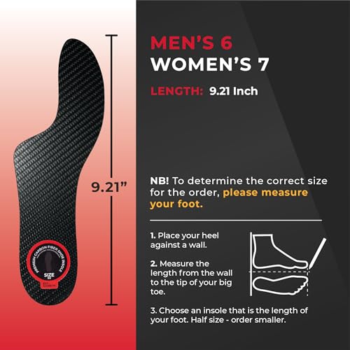 Mortons Extension Carbon Fiber Insole 1pc | Rigid Mortons Extension Orthotic Shoe Insert | Carbon Insole & Big Toe Plate | Composite Toe Insert for Hallux Rigidus, Turf Toe & Morton's Toe Matrix