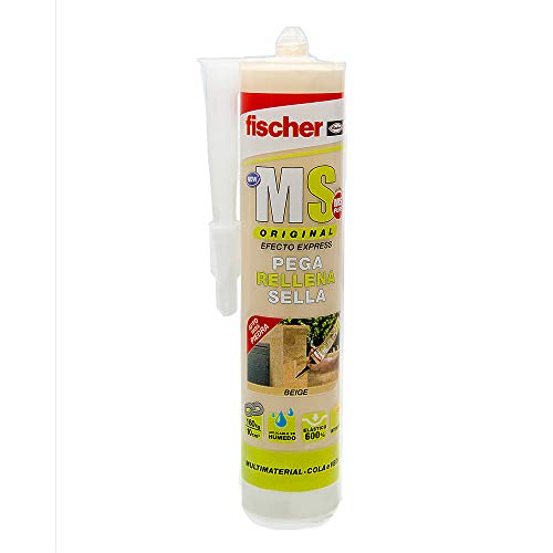 fischer | polímero silicona beige MS PLUS. Sellador adhesivo antimoho para juntas bañera,...