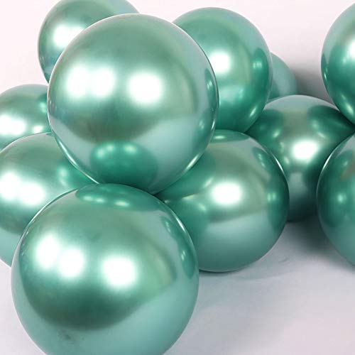Image of KALOR 12 Inch Metallic Green Balloons, 50 Pcs Latex Helium Metallic Balloons for Kid's Birthday Party, Baby Shower, Wedding, Graduate Party Decorations