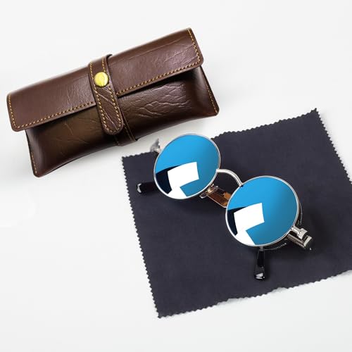 Image of Personalized Leather Goggle Cover | Custom Name | Unisex Faux Leather Eyewear Case with Button Closure | Travel-Friendly & Durable Sunglasses Holder for Men & Women