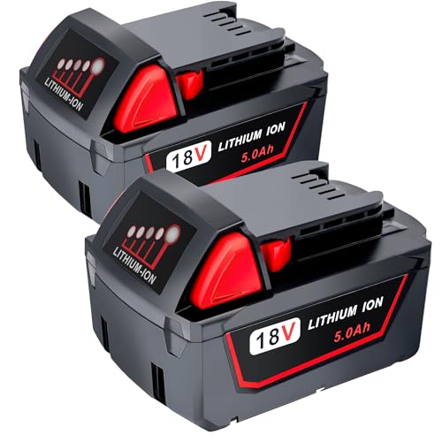 Epowon 5.0Ah Replacement Battery for Milwaukee 18V Battery Compatible with Milwaukee M18 Battery 48-11-1850 48-11-1852 48-11-1820 48-11-1828 48-11-1830 Cordless Power Tools 2 Pack by Epowon - Used condition - US$59.79