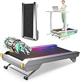 Cinta de Correr en Acabado Madera, Cinta de Andar para Caminar el Hogar Debajo del Escritorio, Máquina de Correr Portátil de 2,5 HP con App y Control Remoto, MAX.120 kg, Estética Clásica de Madera