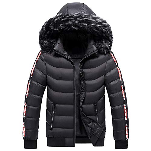 Puffer Jacket for Men Waterproof Winter Bubble Coats Winter Parka Jacket with Detachable Faux Fur Hood Pockets