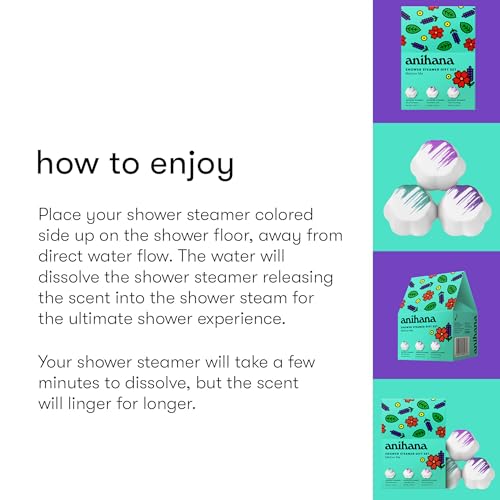 Image of ANIHANA Shower Steamers Mellow Me 3 Pack Gift Set with Essential Oils, Paraben Free, Mint Refresher, Lavender Love, Floral Fantasy, 1.76 oz Each