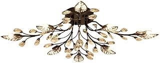 CIFFOST Modern Crystal Led Ceiling Pendant Lamp Leaf Flush Mount Ceiling Light Fixture Decorative Chandelier for Dining Room Bedroom Living Room (Black, 15-Lamps)