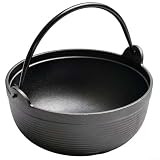 Shophubio Traditioneller Schmortopf aus Schweineisen, verdicktes Gusseisen, unbeschichteter Wok für Herd und Ofen, Suppentopf mit großem Fassungsvermögen, schwarzes Eisen Sukiyaki (19 cm Einzeltopf)