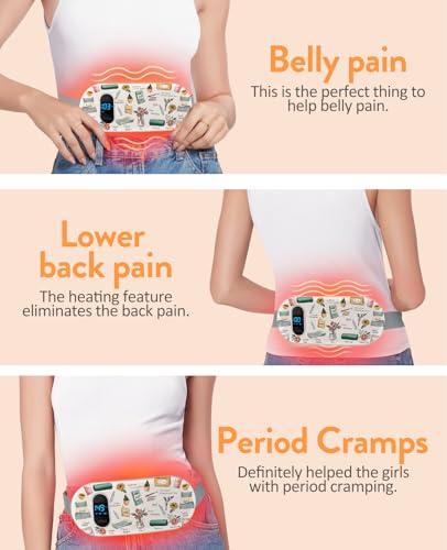 Image of Portable Heating Pad for Period Cramps: Menstrual Heating Pad with Unique Design, Fast Heating Pad with 6 Heat Levels and 6 Massage Modes, Gifts for Her, Women, Teens and Girls