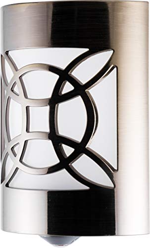 GE CoverLite LED, Plug-in, Dusk-to-Dawn Sensor, Decorative Night Light, Ideal for Living, Dining, Kitchen, Pantry, Bathroom, Closet, Utility Room, & More, Nickel, 11404, 1-Pack