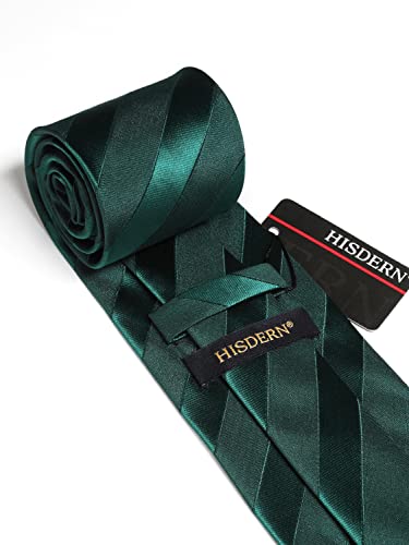 Image of HISDERN Mens Tie Striped Ties and Handkerchief Set Business Formal Woven Pocket Square Wedding College Stripe Necktie